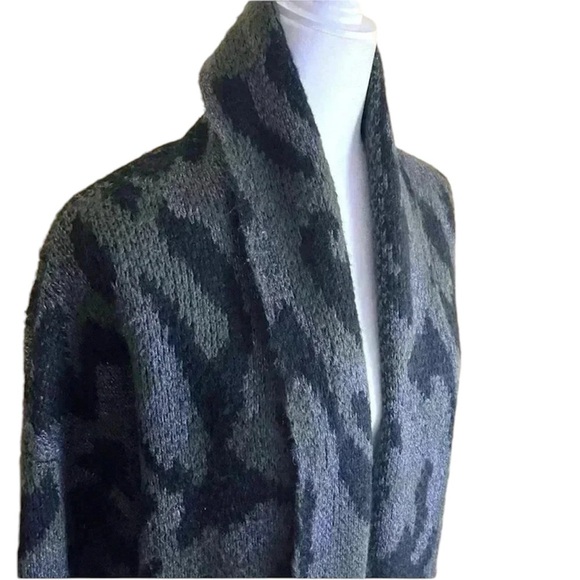 Evereve John Jenn Geo Open Front Collar Long Slouch Pocket Duster Cardigan SizeL - Picture 2 of 12